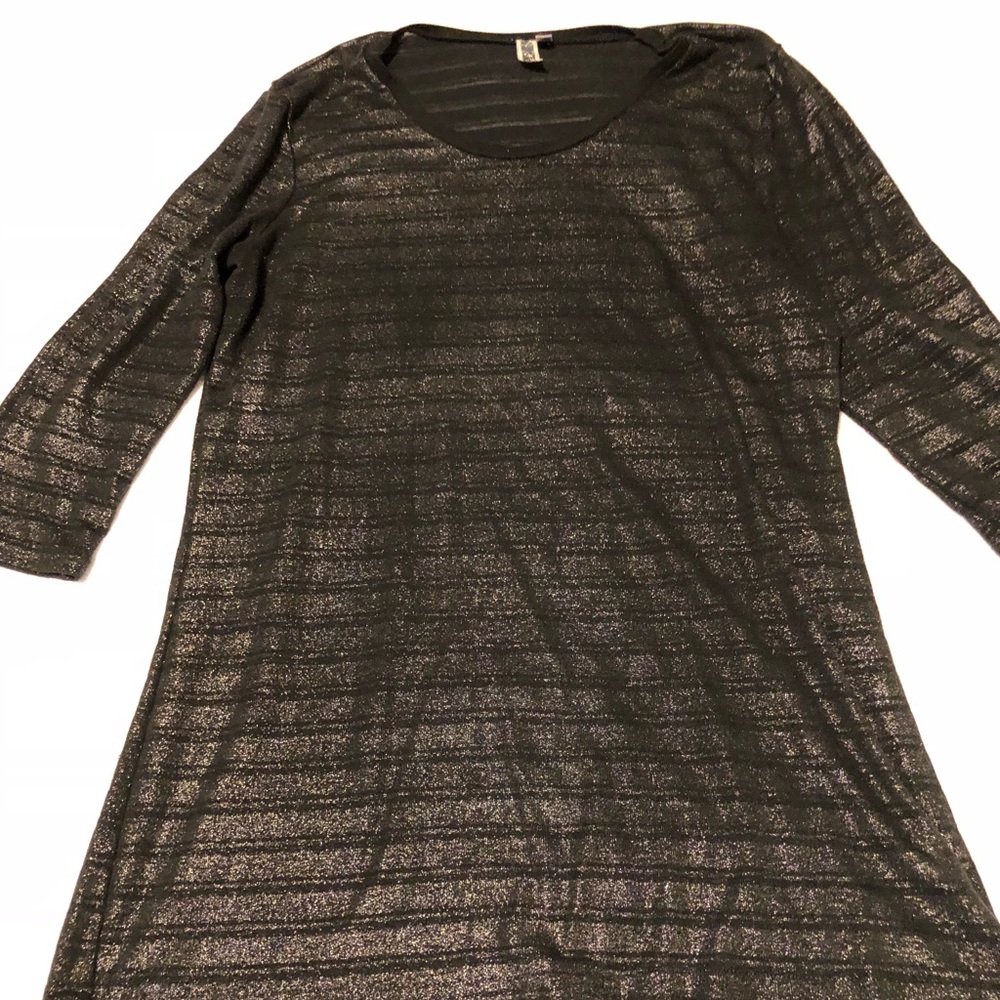 BKE shimmer black sheer top